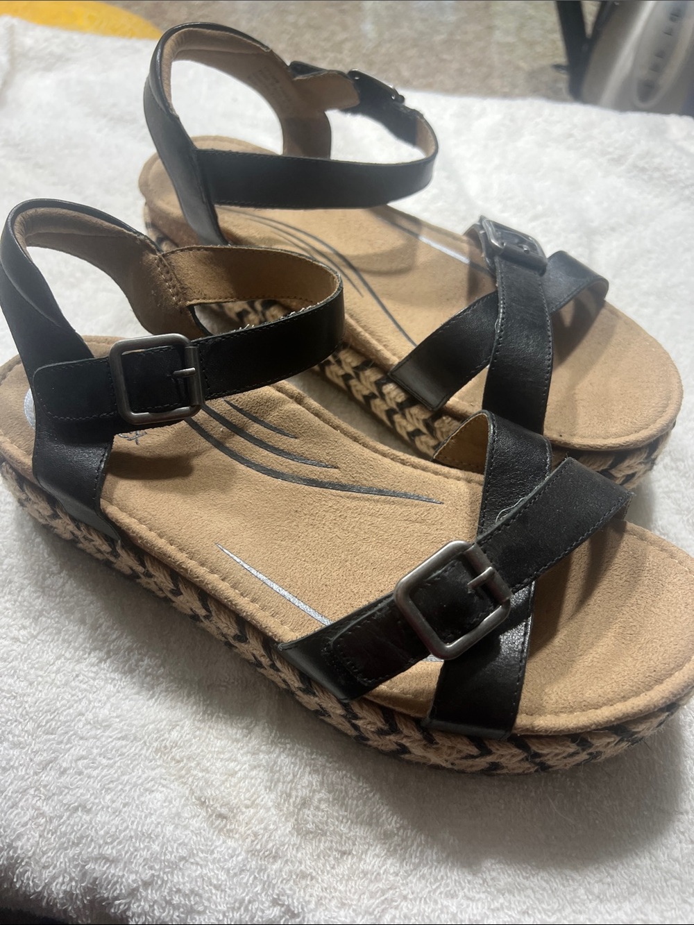 Aetrex Paula arch support Braided Espadrille Platform Sandals